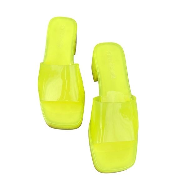 Steve Madden Harlin Chunky Block Heel Jelly Sandal Platform Y2K Neon Size 7 - Picture 3 of 5